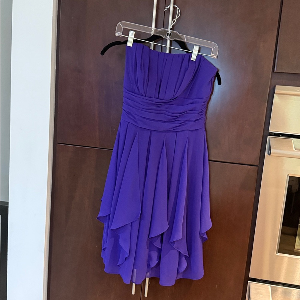 David’s Bridal ruched strapless cocktail dress purple Size 2 - Picture 7 of 9